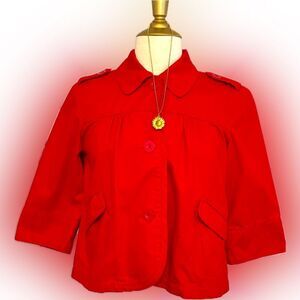 Red fun button-up jacket! Perfect to dress up or down!